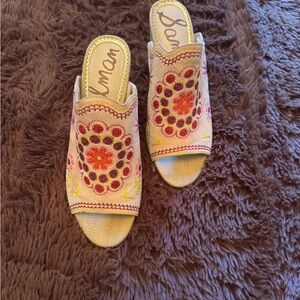 Sam Edelman Embroidered Leather Floral Mules